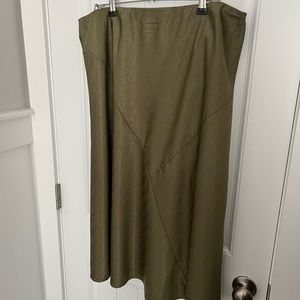 Silky Olive Green Skirt - 32”